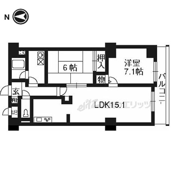 パインフィールド吉祥院 203｜京都府京都市南区吉祥院九条町(賃貸マンション2LDK・2階・61.19㎡)の写真 その2