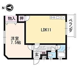 プリオール京都 3階1LDKの間取り