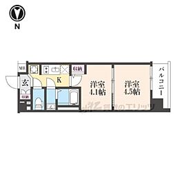 エステムコート京都祥邸 4階2Kの間取り