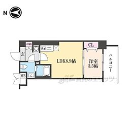 阪急京都本線 西京極駅 徒歩10分の賃貸マンション 4階1LDKの間取り
