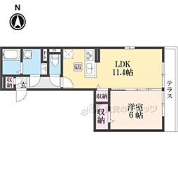 ＧＲＡＭＭ御陵荒木Ａ 1階1LDKの間取り
