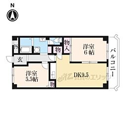 第2洛西ハイツ 6階2DKの間取り