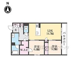 京都地下鉄東西線 二条城前駅 徒歩4分の賃貸マンション 2階2LDKの間取り
