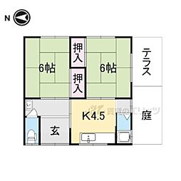 JR東海道・山陽本線 向日町駅 徒歩13分の賃貸一戸建て 1階2DKの間取り