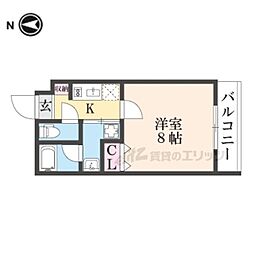 ブリリアコート龍谷大前 5階1Kの間取り