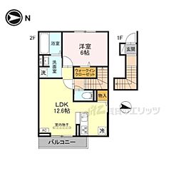 京阪本線 鳥羽街道駅 徒歩5分の賃貸アパート 2階1LDKの間取り