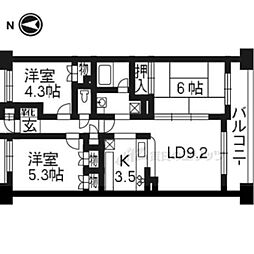 パインフィールド洛西 3階3LDKの間取り