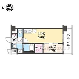 ソルテラス京都JUJO薫 7階1LDKの間取り