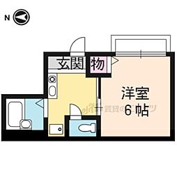 京都市営烏丸線 くいな橋駅 徒歩10分の賃貸アパート 1階1Kの間取り