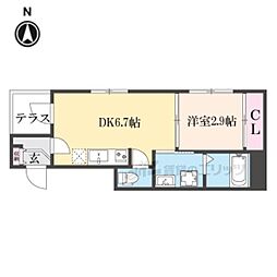 近鉄京都線 十条駅 徒歩4分の賃貸アパート 3階1DKの間取り