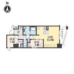 ソルテラスKYOTO西大路　瑠 2階2LDKの間取り