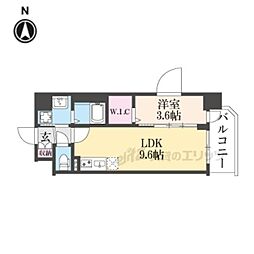 京都市営烏丸線 十条駅 徒歩4分の賃貸マンション 2階1LDKの間取り