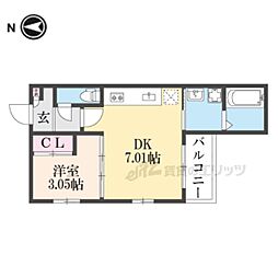 JR山陰本線 丹波口駅 徒歩7分の賃貸アパート 2階1DKの間取り