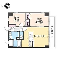 メゾン1番館 5階2LDKの間取り