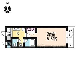 京阪本線 藤森駅 徒歩10分の賃貸マンション 1階1Kの間取り