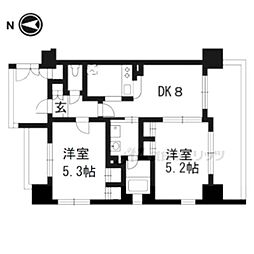 エステムプラザ京都御所ノ内REGIA 3階2DKの間取り