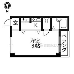 阪急京都本線 西院駅 徒歩7分の賃貸マンション 2階ワンルームの間取り