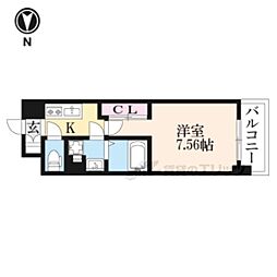 THE GARNET SUITE RESIDENCE西七条 5階1Kの間取り
