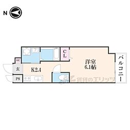 京都地下鉄東西線 二条城前駅 徒歩3分の賃貸マンション 4階1Kの間取り