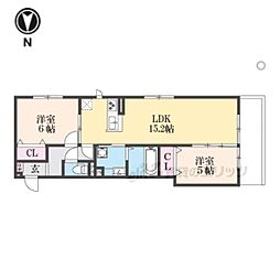 カーサ小米 2LDKの間取図画像