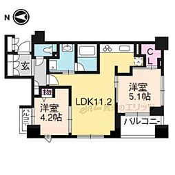 リヴァーク四条烏丸 8階2LDKの間取り