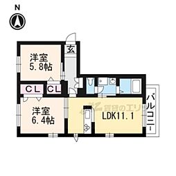 BelleMaison祥鳥橋 2LDKの間取図画像