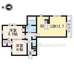 アンリエッタ 101 1階2LDKの間取り