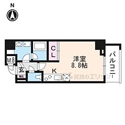 コンフォート五条大宮 ワンルームの間取図画像