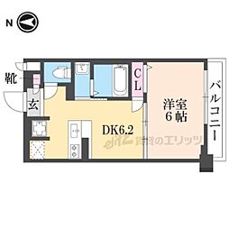 エステムプラザ京都ステーションレジデンシャル 1DKの間取図画像