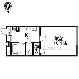 レオパレス東寺 1Kの間取図画像
