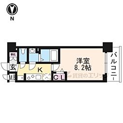 プレサンスTHEKYOTO東福寺WEST 1Kの間取図画像