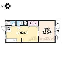 木村工業マンション 1LDKの間取図画像