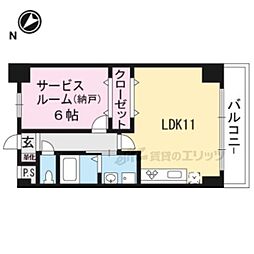 グランヒル吉祥院 1LDKの間取図画像