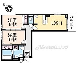 ディオグラン桂川サウス 2LDKの間取図画像