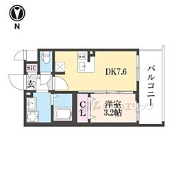 ファステート京都ステーションウォズ 1DKの間取図画像
