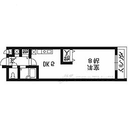 エリーフラッツ西ノ京 1DKの間取図画像
