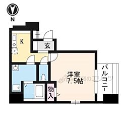 楽slieu 1Kの間取図画像