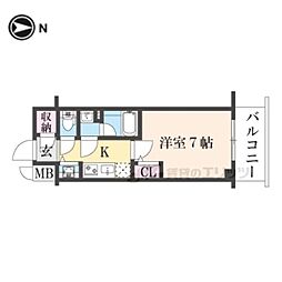 ベラジオ雅び京都七条ウエストII 1Kの間取図画像
