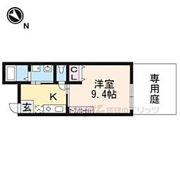 MESAVERDE桂A棟 1Kの間取図画像
