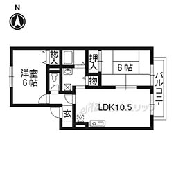 フォンテーヌ塩田 2LDKの間取図画像