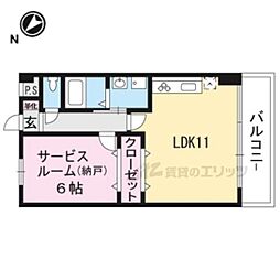 グランヒル吉祥院 1LDKの間取図画像