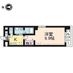 アスティオン深草 1Kの間取図画像
