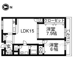 フレイグランス久我 2LDKの間取図画像