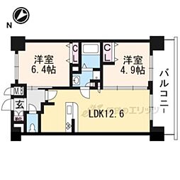 CRYSTALGLANZ京都西大路 2LDKの間取図画像