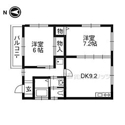 リバティ1 2DKの間取図画像