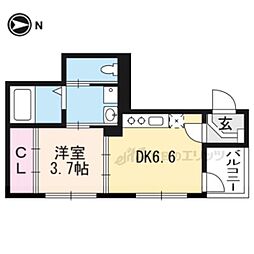 ハーモニーテラス墨染 1DKの間取図画像