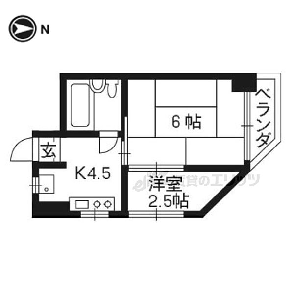 マンション花川 403｜京都府京都市南区唐橋芦辺町(賃貸マンション2K・4階・24.00㎡)の写真 その2