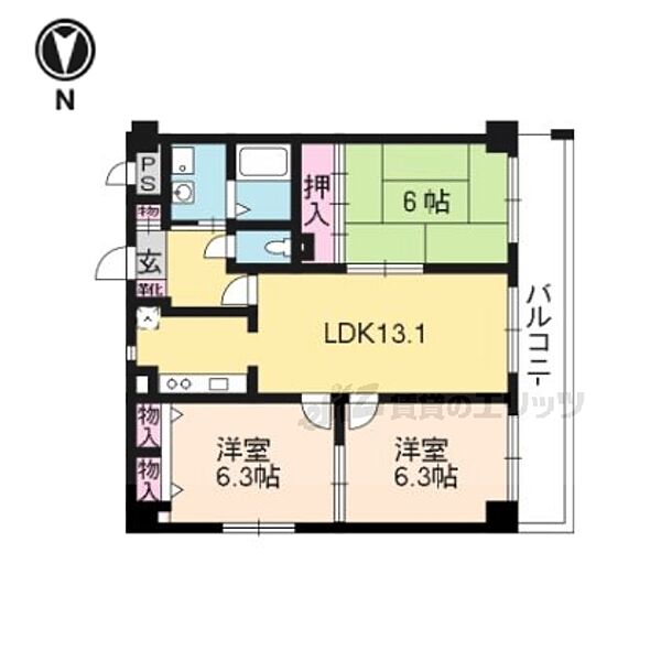 ティファール 302｜京都府京都市下京区油小路通四条下る石井筒町(賃貸マンション3LDK・3階・69.35㎡)の写真 その2