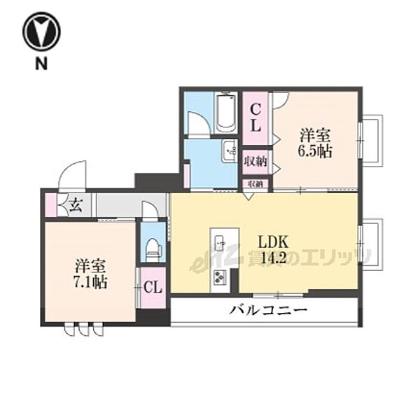 六条荘 201｜京都府京都市下京区西側町(賃貸マンション2LDK・2階・64.81㎡)の写真 その2