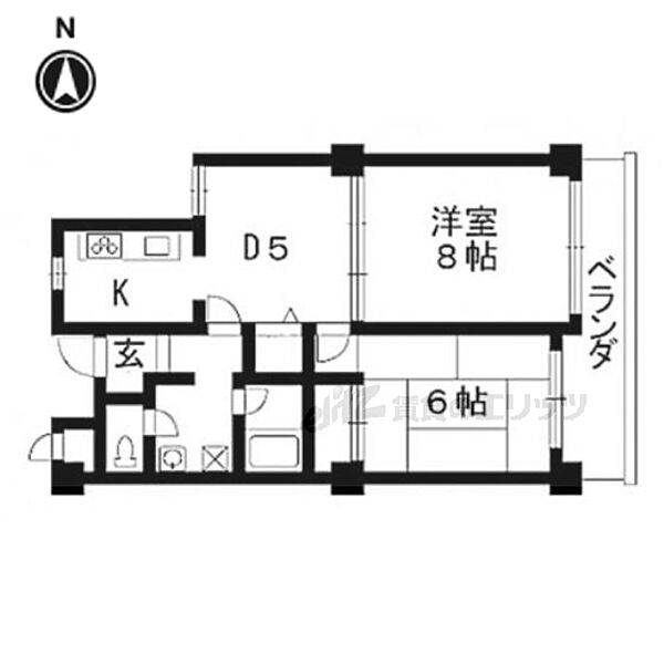 ガーデンプレイス寺岡 503｜京都府京都市山科区西野岸ノ下町(賃貸マンション2LDK・5階・52.29㎡)の写真 その2